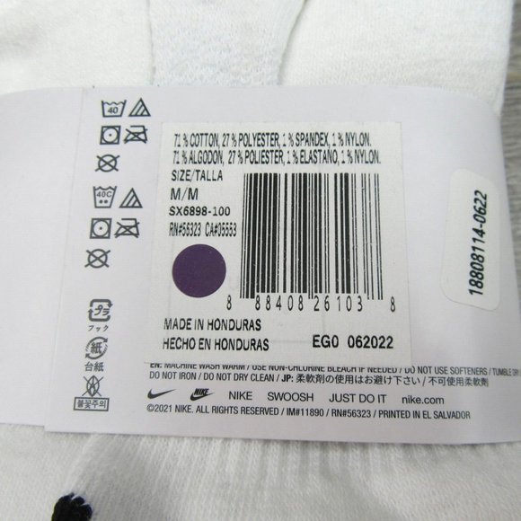 Nike Everyday Plus No Show Socks White 6 Pack Womens 6-10 / Youth 5Y-7Y NEW - Picture 8 of 9